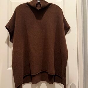 Brown Knit Women's Cape style top. Versatile styling, add a belt for a chic look